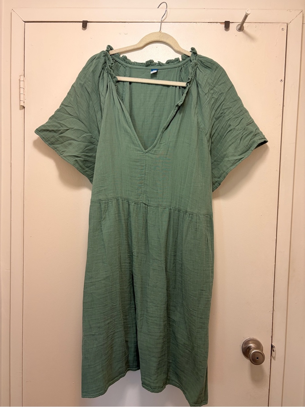 Green V-Neck Mini Dress